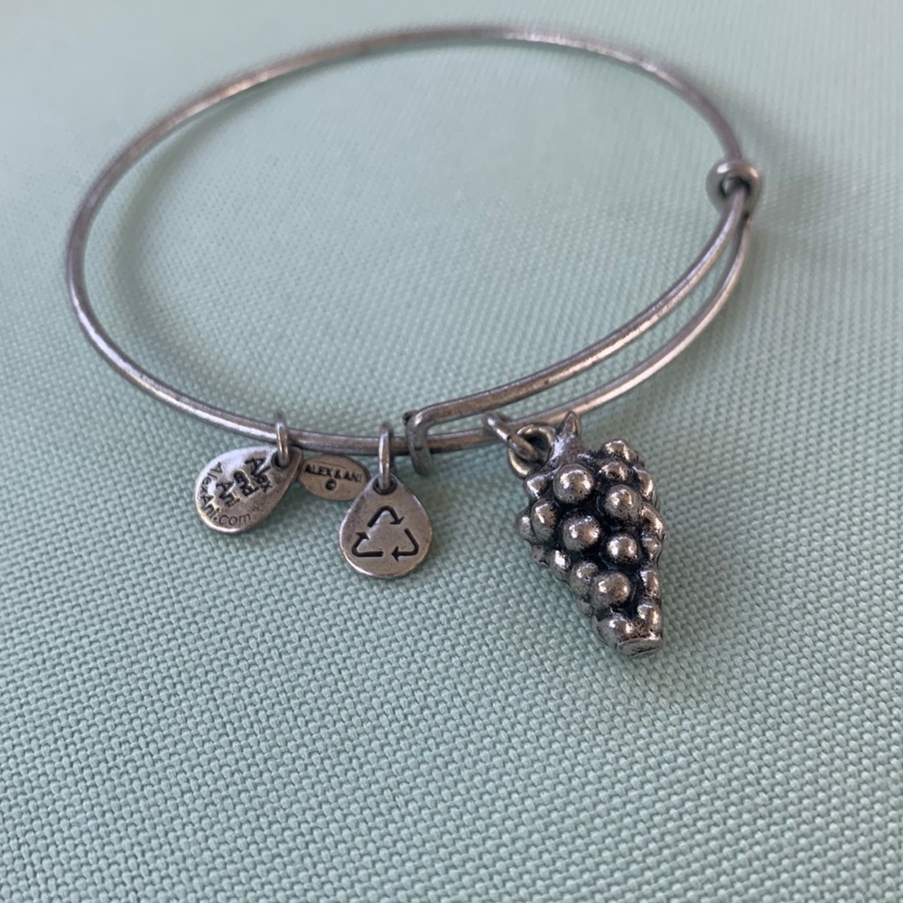 Alex and Ani bracelet with grapes charm